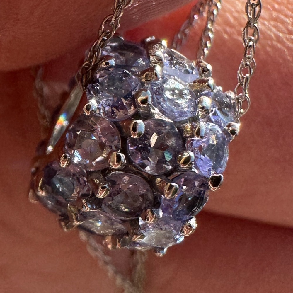 14k White Gold Tanzanite Pendant Bead & “18.25 Inch Chain - Picture 8 of 16